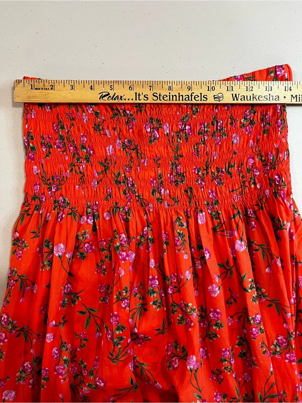 J. Crew Orange Floral Maxi Skirt with Smocked Waist
